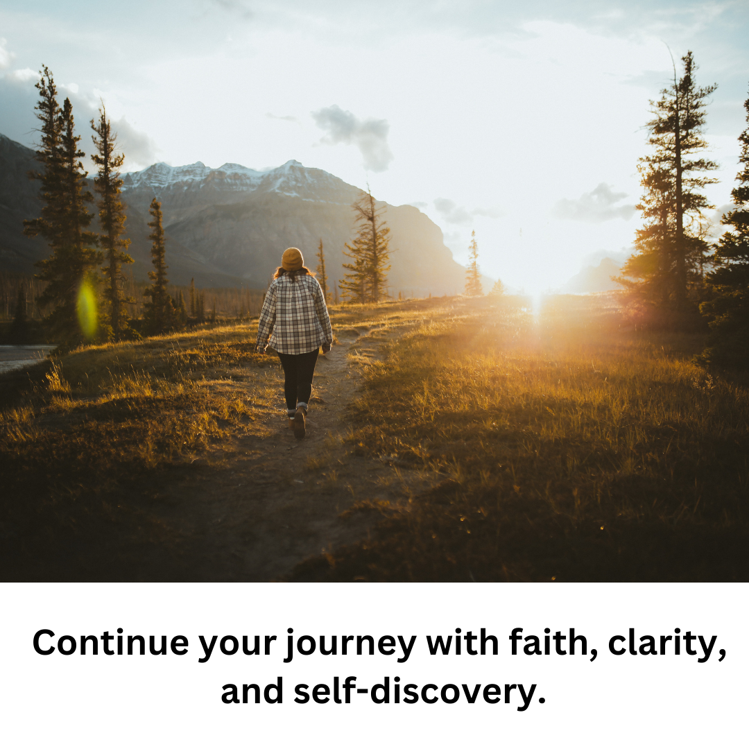 A woman walking a path towards clarity and self-discovery