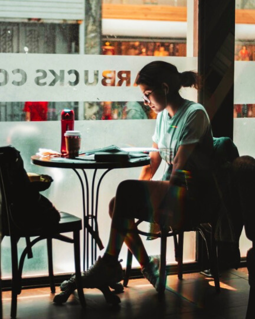 woman at coffee shop building self-trust