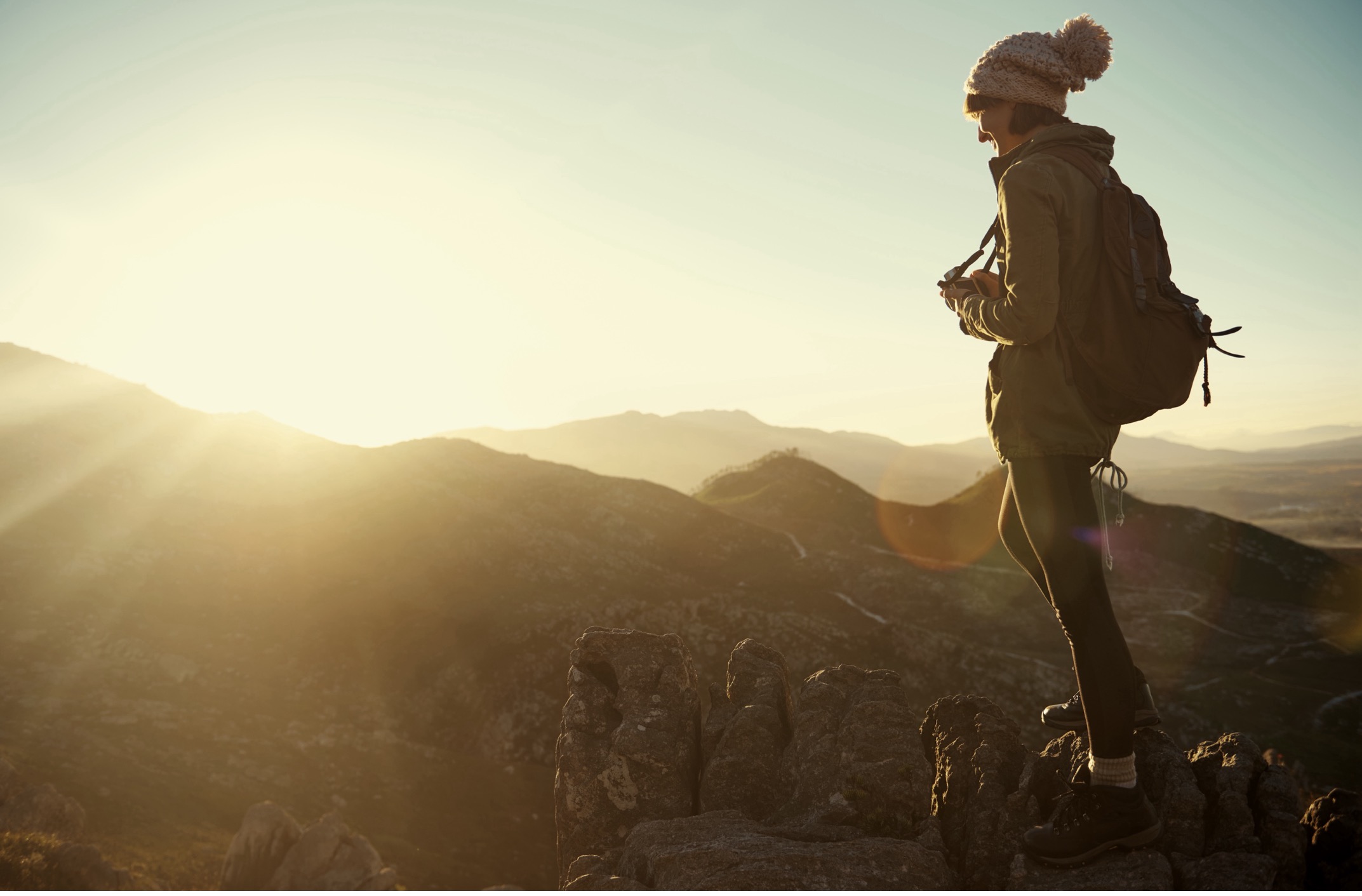 Confident woman on mountain