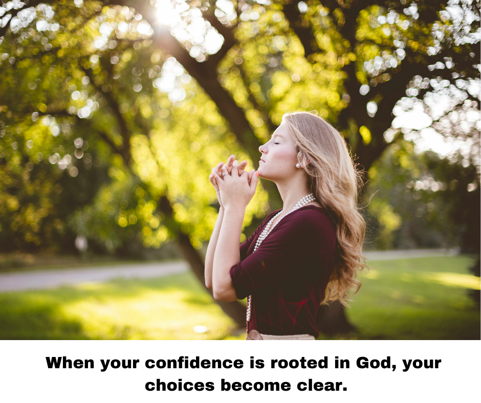woman praying outside confidence in God