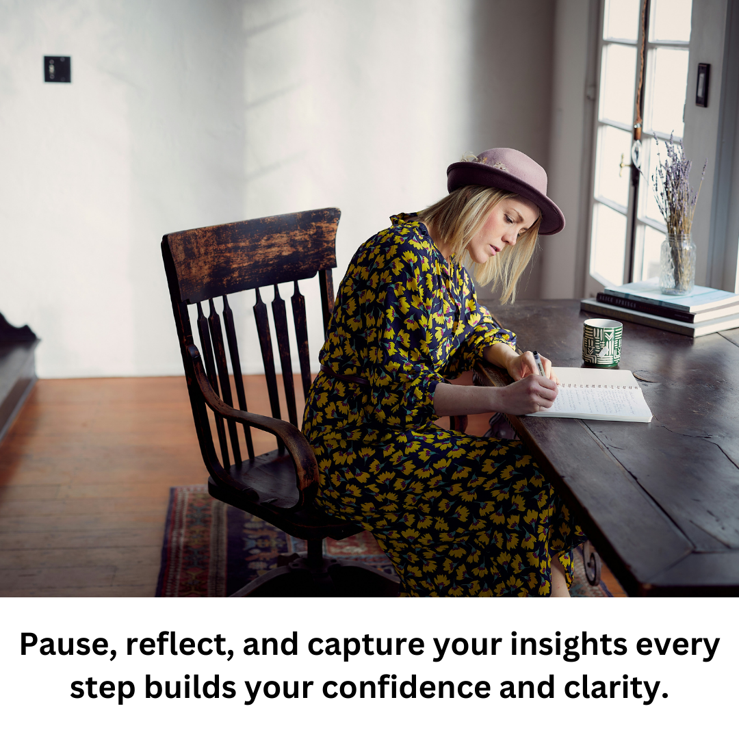 woman writing in journal builds confidence